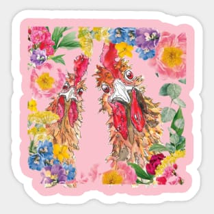 Flowers and Chickens Sticker